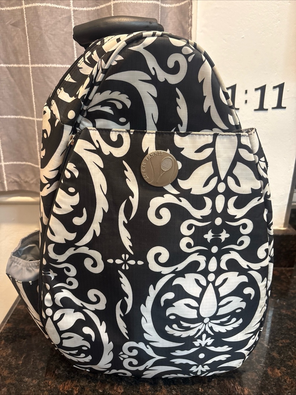 Life is Tennis Jetpac Black White Backpack Crossbody Travel Bag Jerome Jomash